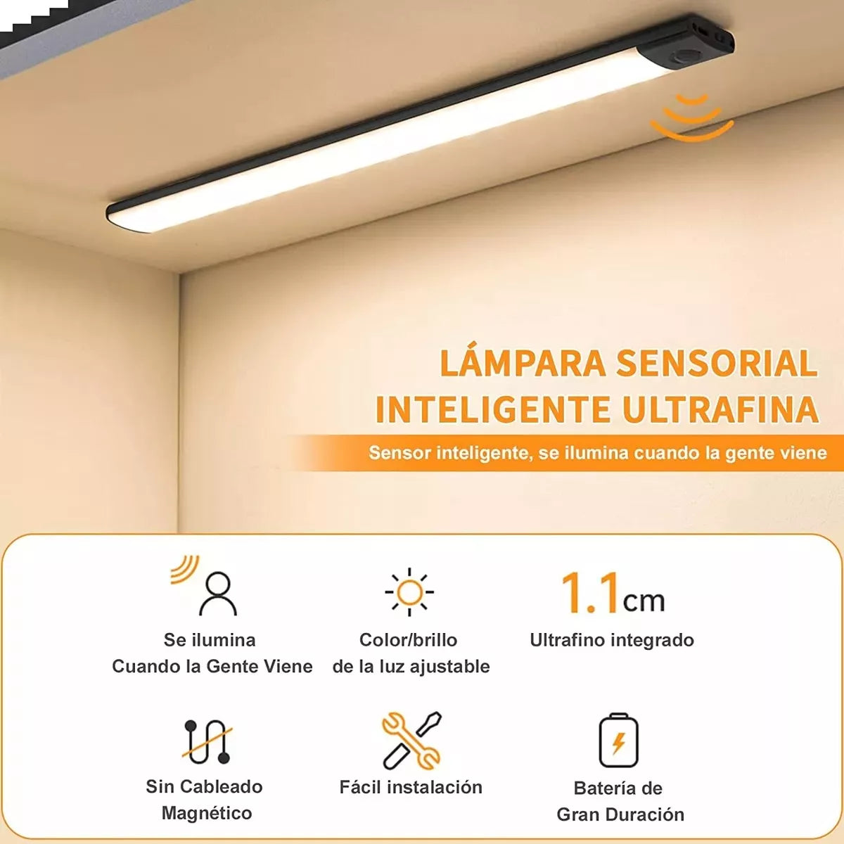 Lámpara Led Con Sensor De Presencia, Recargable, Usb, 40cm®
