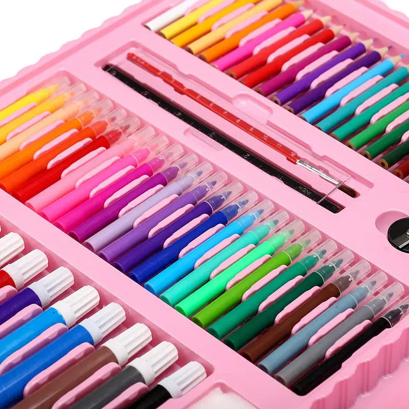 Set Kit De Arte 208 Piezas Valija Infantil Con Atril Rosado®