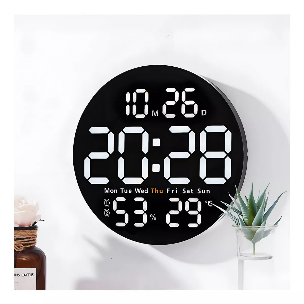 Reloj De Pared Digital 10'', Led Con Temperatura Y Humedad®