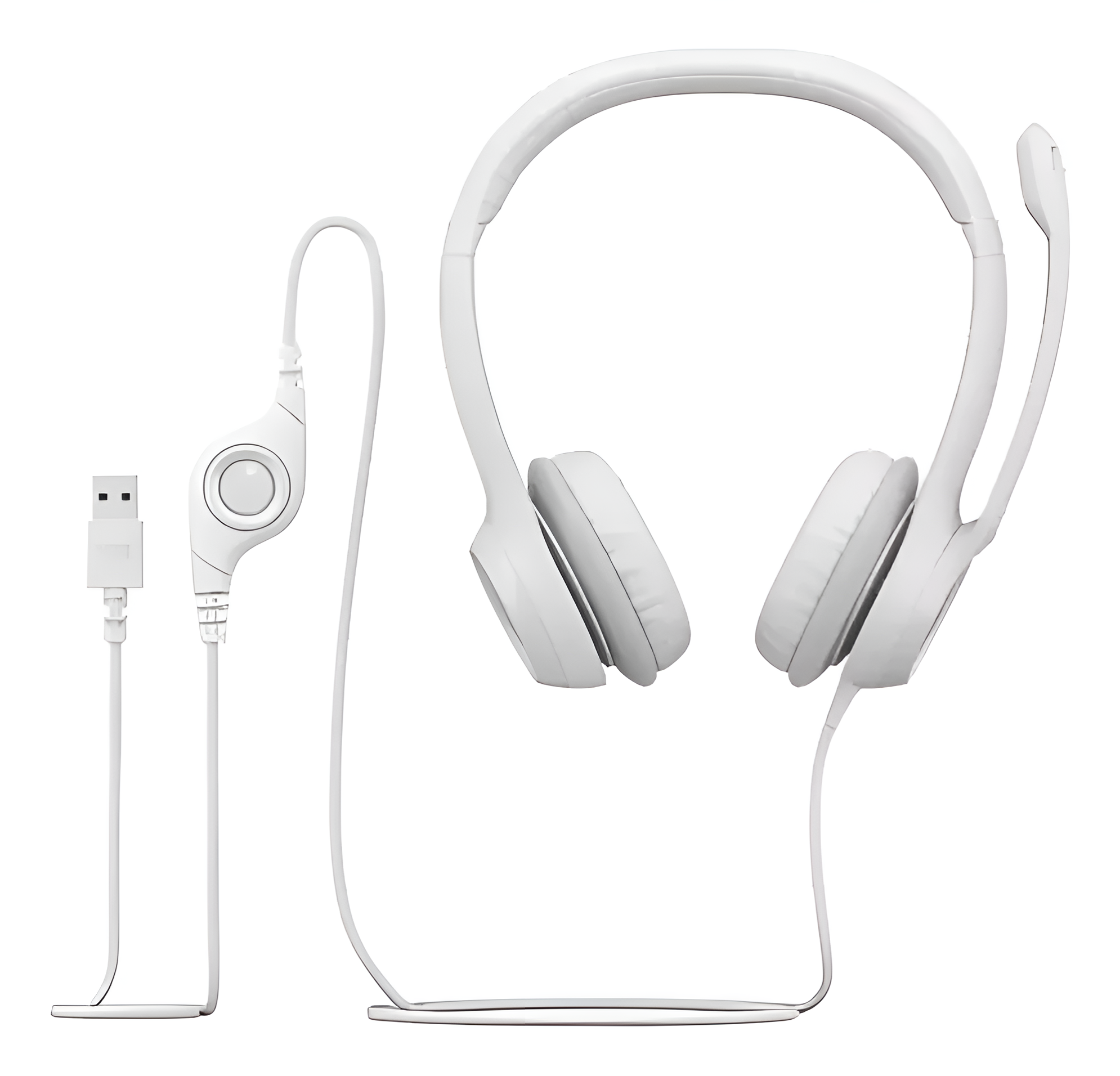 Auricular Headset Logitech H390 Usb Blanco Con Micrófono