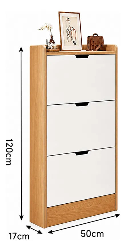 Zapatera Organizadora 3 Niveles+1 Estante Madera Y Blanco®