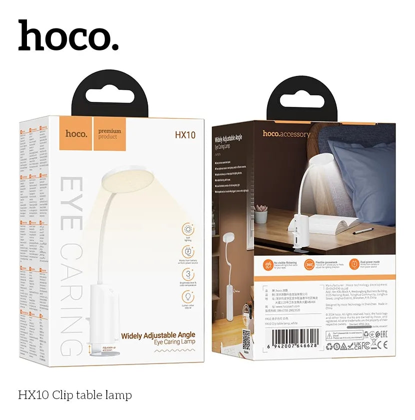 Lámpara De Mesa Flexible Hoco Hx10 Led Para Escritorio® Blanco