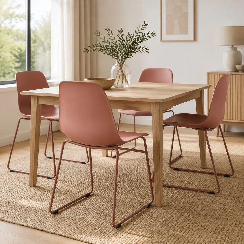 Silla Moderna De Polipropileno/base Metal Terracota Premium®
