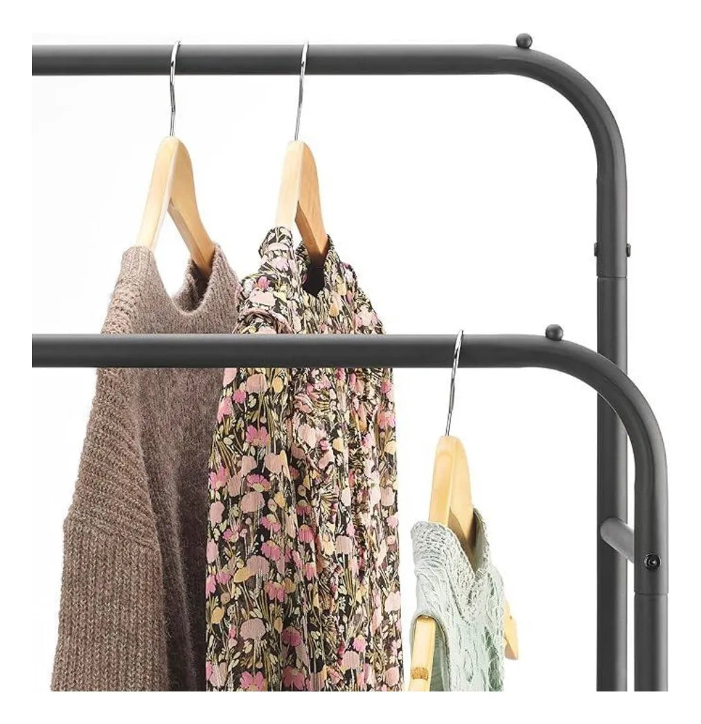 Perchero Doble De Metal Con Estante Inferior 110x54x150 Cm®