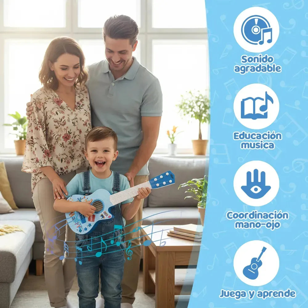 Guitarra Para Niños De Juguete Celeste Con Luces Y Sonido®