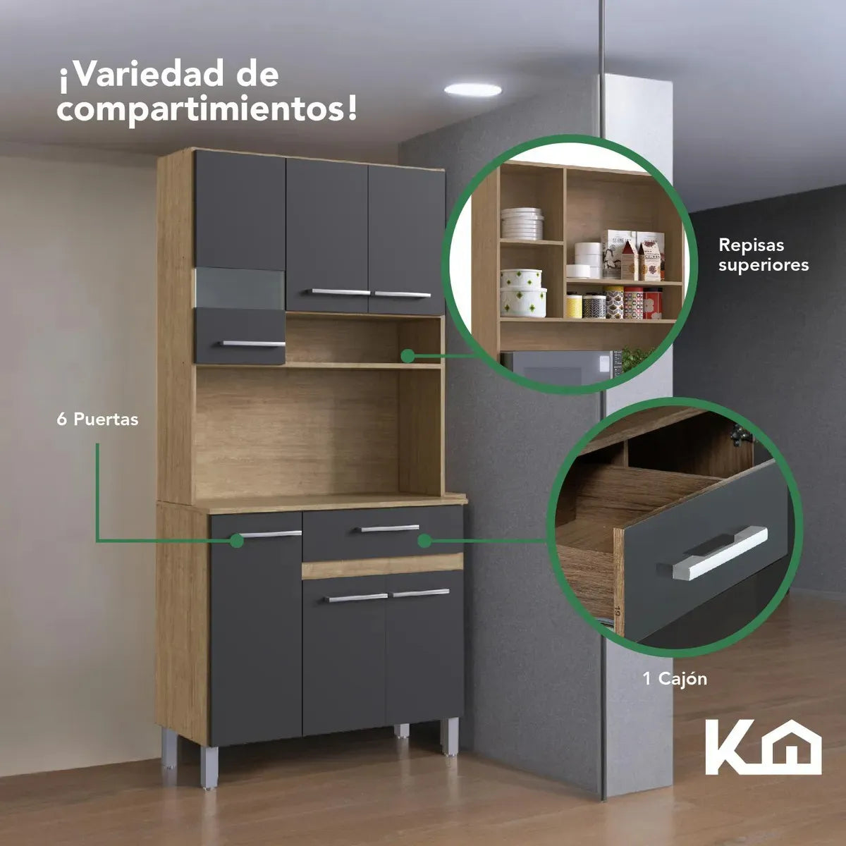 Muebles De Cocina Kit Multiuso 5 Puertas 1 Cajón 1 Estante Miel/Arena®