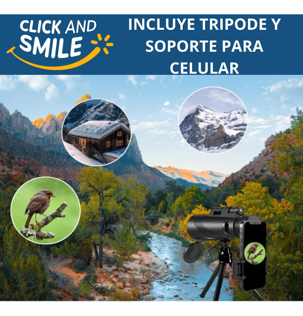 Monocular 80x100 Telescopio Alta Potencia Camping Vision Nitida con Tripode para celular ®