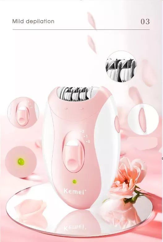 Depiladora Kemei Eléctrica Mujer Corporal Usb Km-189b Rosa®
