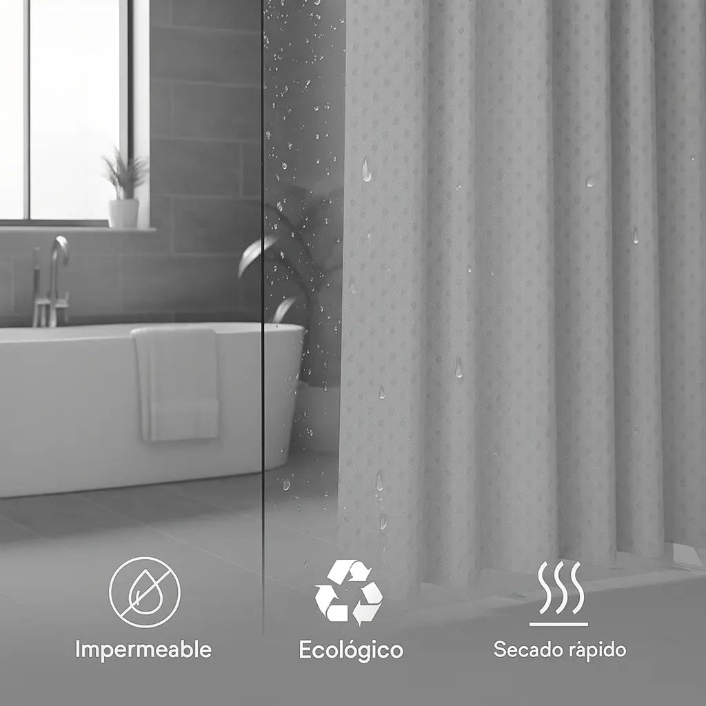 Cortina De Baño Impermeable Poliester 180x180 Gris Calidad®