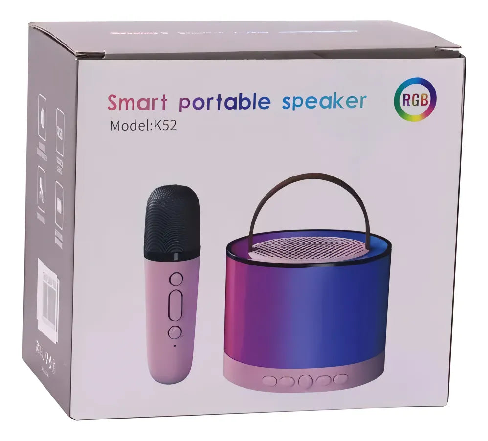Parlante Portátil Mini X2 Micrófonos Rosa Luces Rgb Karaoke®