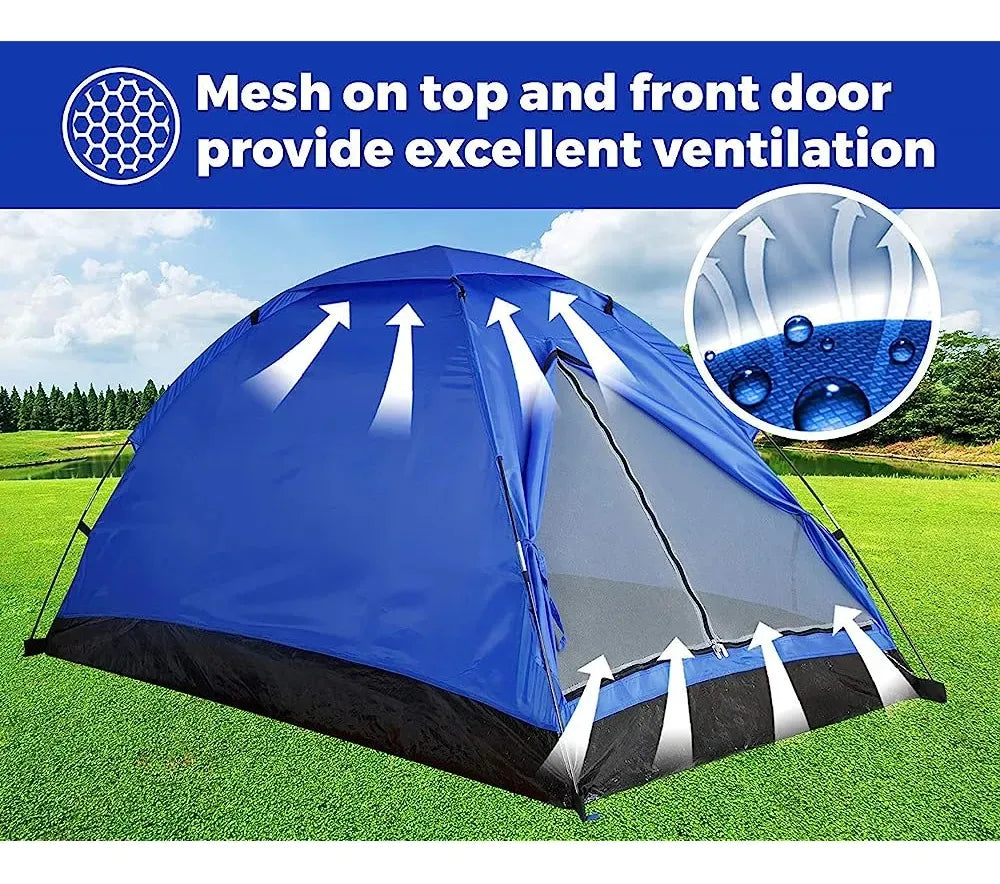 Carpa Iglú De Camping 2.1x1.5m Impermeable 3 Personas Azul®