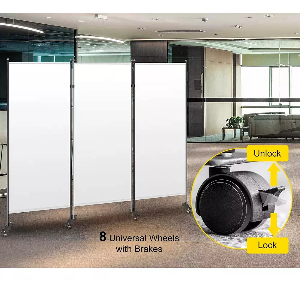 Biombo Separador 3 Paneles 226x185cm Poliéster Con Ruedas®