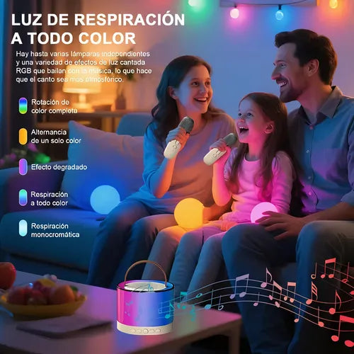 Mini Parlante Portátil Inalámbrico Luces Rgb + 1 Micrófono®