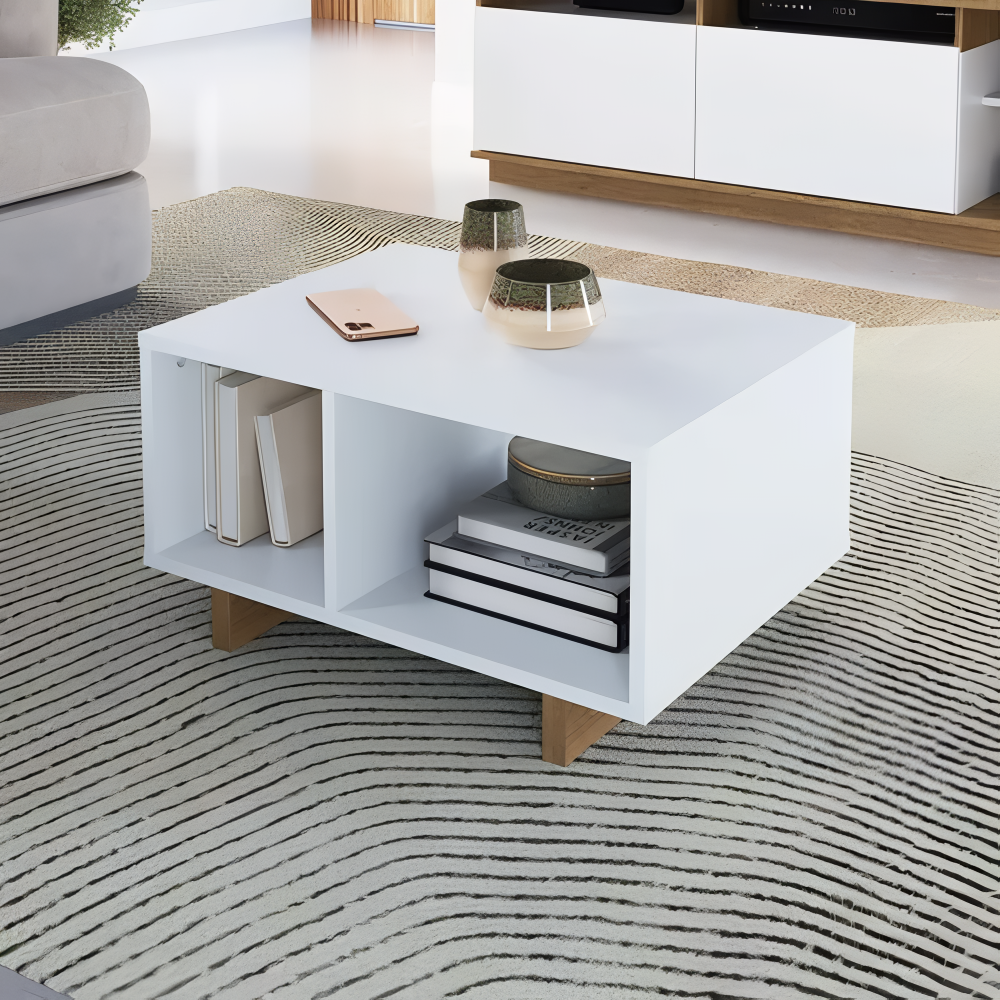 Mesa Ratona Central Living Linea Brasil Moderna Color Blanco®