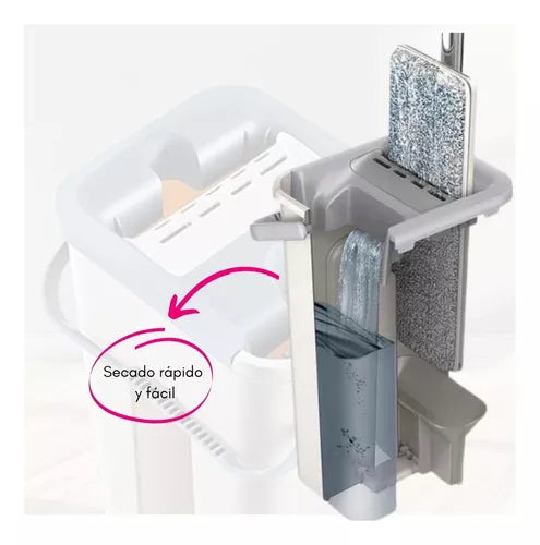 Mopa Plana Vertical Trapeador Balde Escurridor 2 Microfibra®