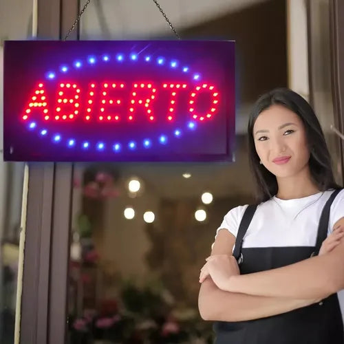 Anuncio Cartel Led Abierto 220v 48x25 Para Locales®