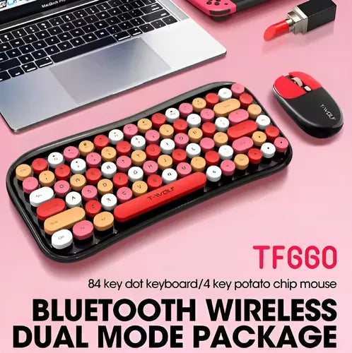 Teclado + Mouse T-wolf Tf660 Urban Women Colorido Bluetooth Rojo Con Negro®