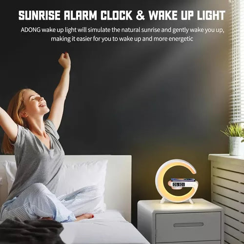 Lampara Veladora G Parlante Cargador Inalámbrico Rgb Reloj®