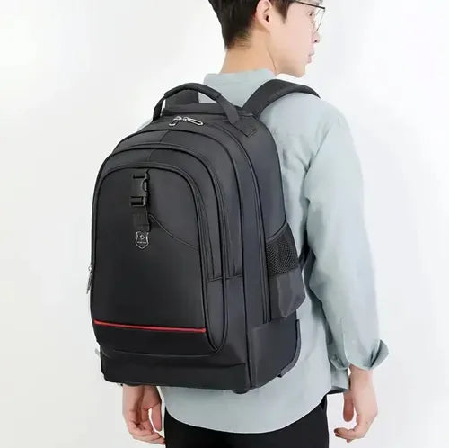 Mochila Con Ruedas Viajera Resistente Tela Oxford Negro®