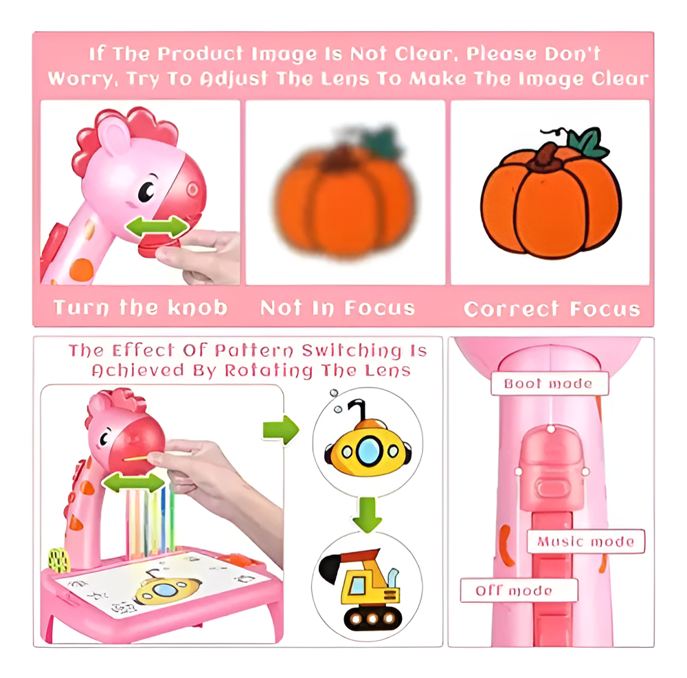 Pizarra Proyectora Y De Dibujo Para Niños Rosa®