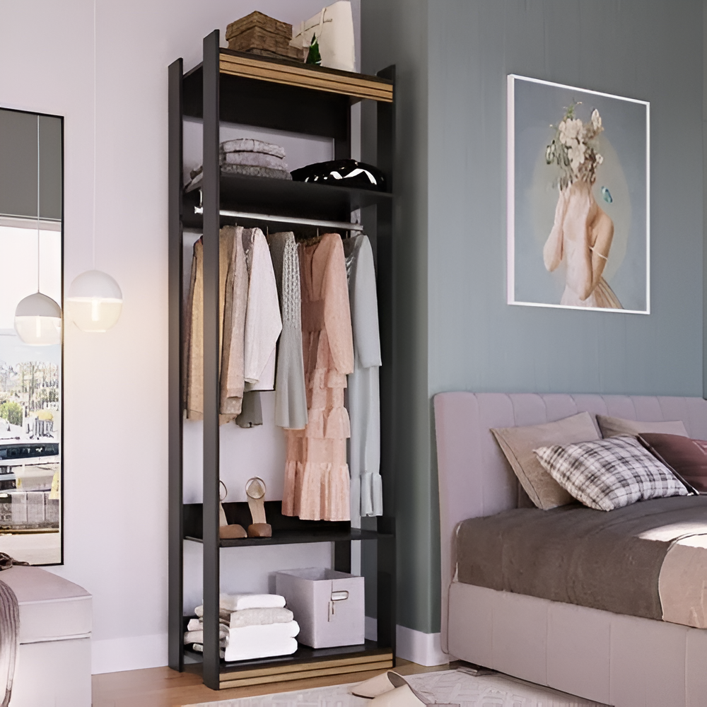 Estantería Multifunción Organizador Hogar 4 Estantes Negro®