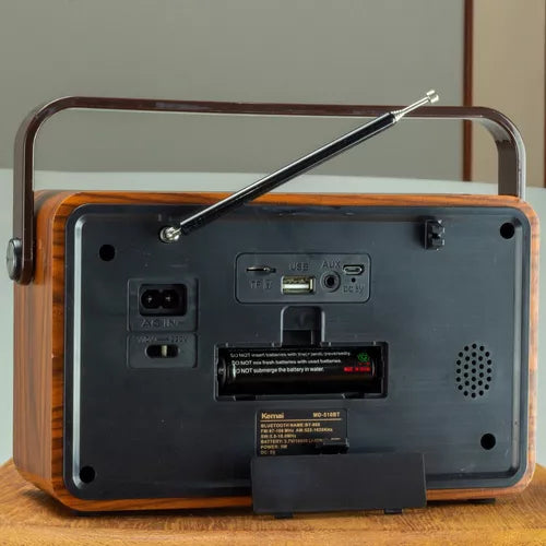 Radio Portátil Retro Am Fm Bluetooth Batería Madera Vintage®