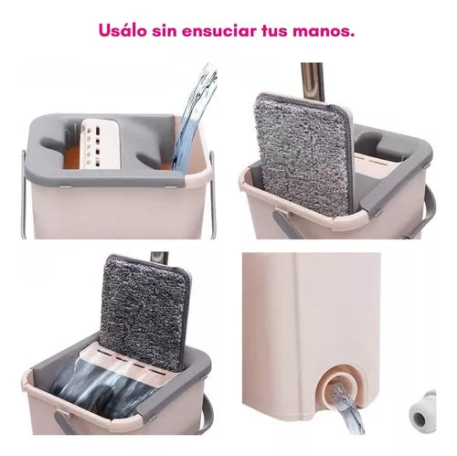 Mopa Plana Vertical Trapeador Balde Escurridor 2 Microfibra®