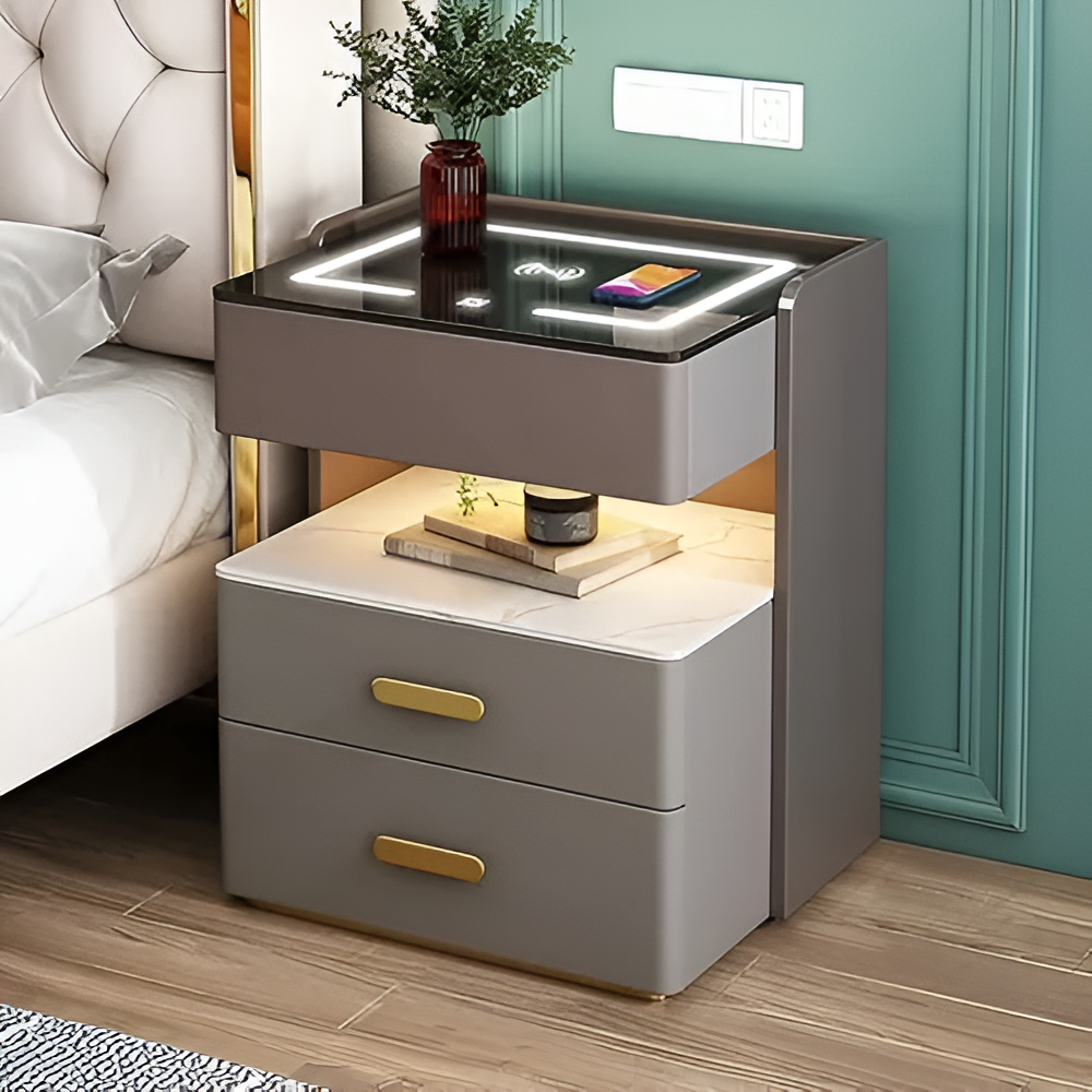 Mesa De Luz Moderna Con Sensor De Luz Led Carga Inalámbrica®