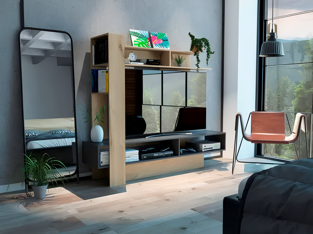 Rack Tv Minimalista Centro De Entretenimiento Miel Y Arena®