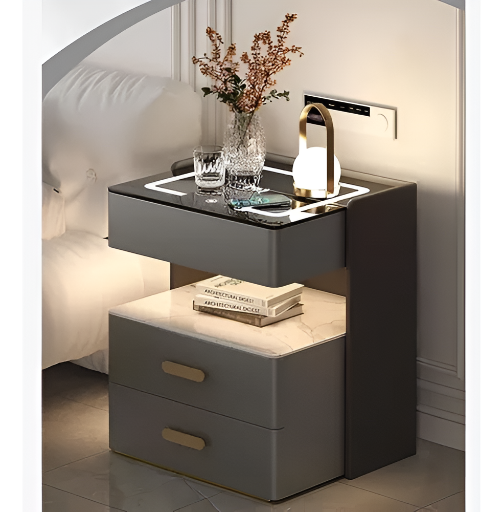 Mesa De Luz Moderna Con Sensor De Luz Led Carga Inalámbrica®