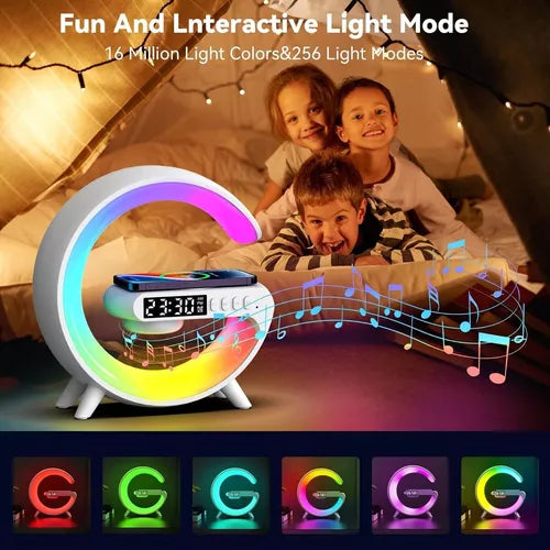 Lampara Veladora G Parlante Cargador Inalámbrico Rgb Reloj®