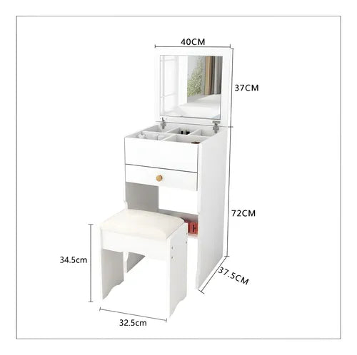 Escritorio Tocador Con Espejo Y Taburete 40x37.5x109cm®