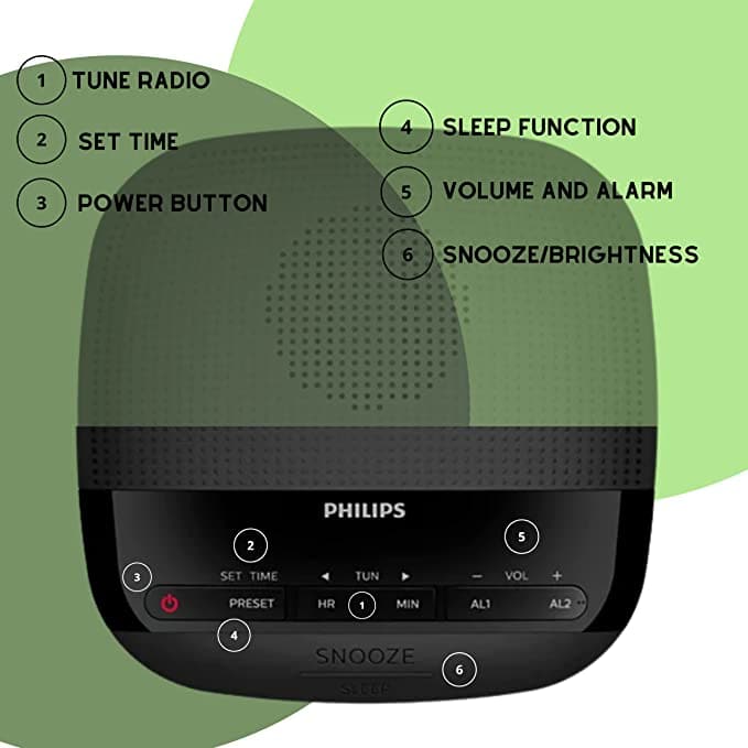 Radio Reloj Despertador Digital Philips 2 Alarmas Snooze Pro