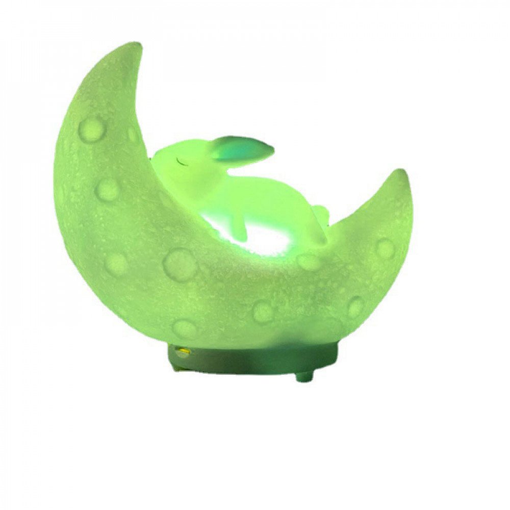 Luz Veladora Y Parlante Bt Luna Con Conejo Goma Touch Rgb