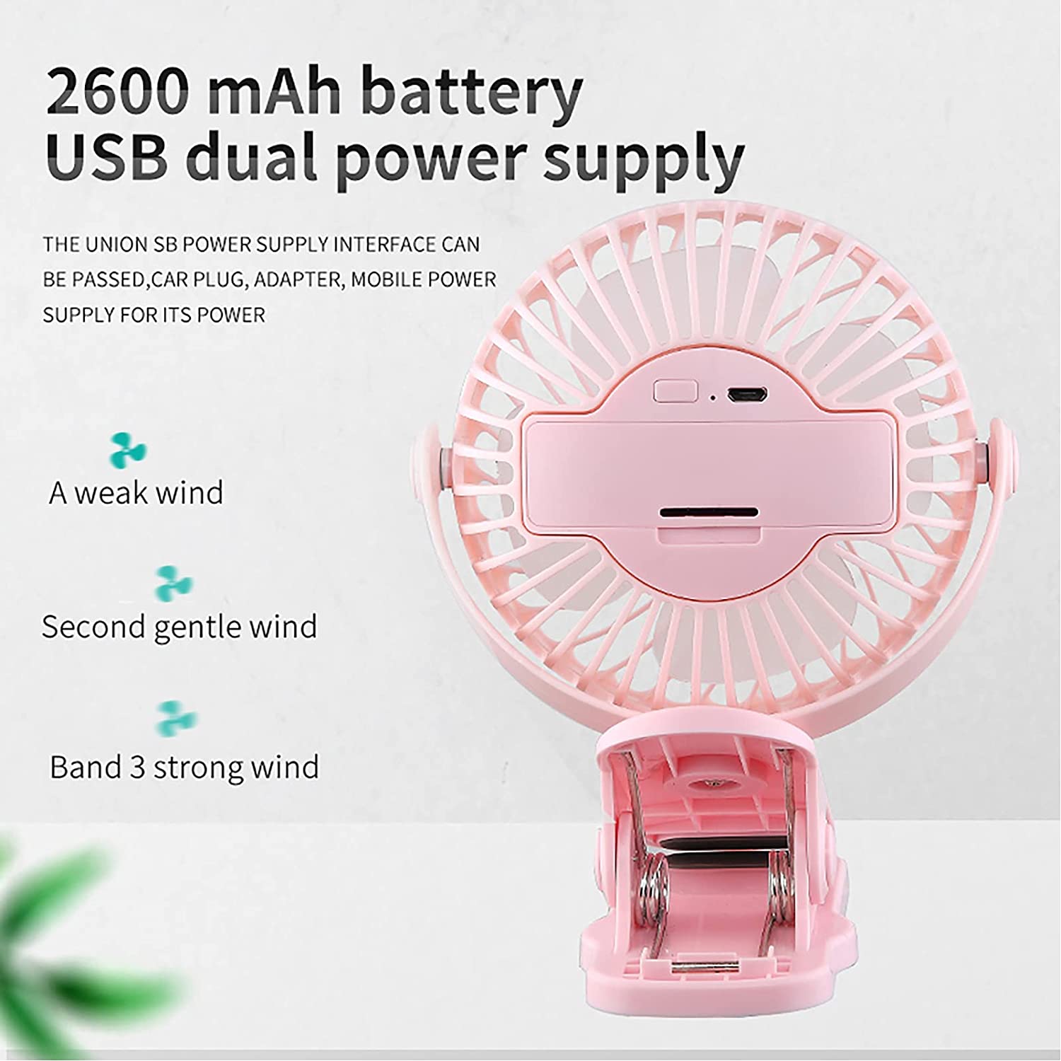 Mini Ventilador Usb Con Clip Recargable Portátil Para Mesa