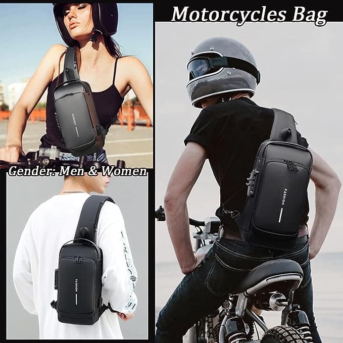 Mochila Premium Cruzada Antirrobo Impermeable Usb Candado®
