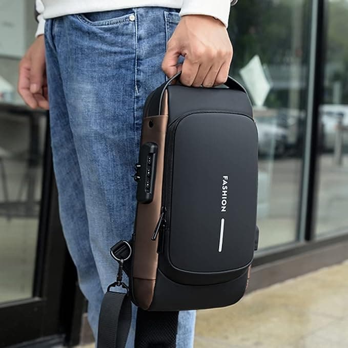 Mochila Premium Cruzada Antirrobo Impermeable Usb Candado®