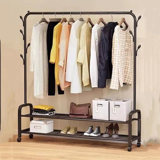 Perchero De Metal Negro Resistente Con Ruedas 105x34x155cm
