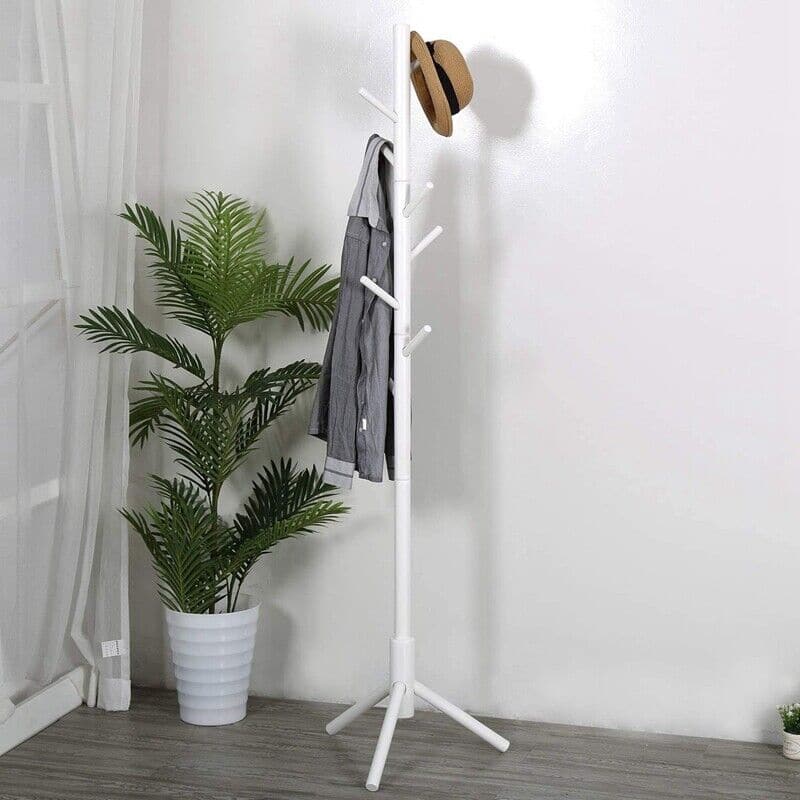 Perchero Madera Bambu De Pie 175x42cm Color Blanco
