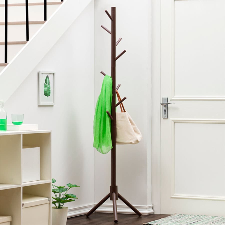 Perchero Madera Bambu De Pie 175x42cm Color Café