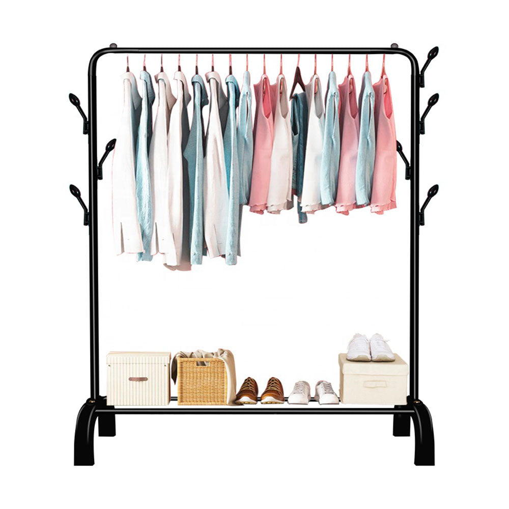 Perchero De Metal Negro Resistente 150x152cm Con Ganchos