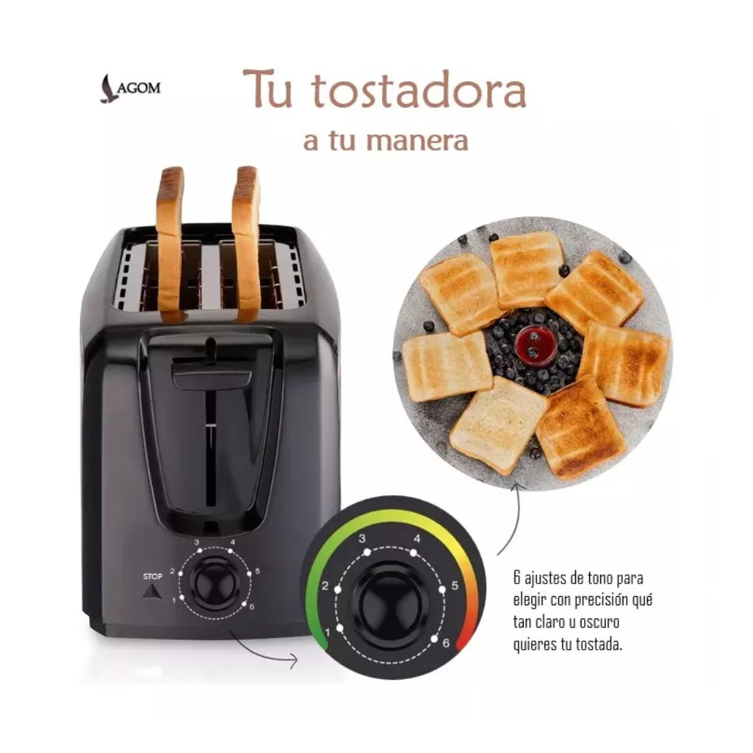 Tostadora De Pan Eléctrica 900w Inoxidable 2 Ranura 7 Nivel®