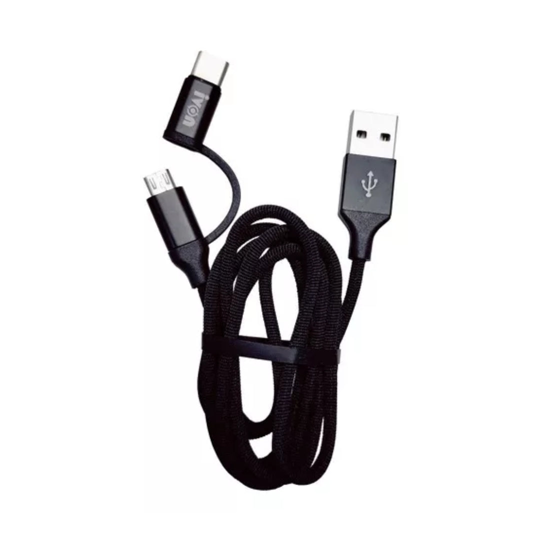 Cable Usb 2 En 1, Micro Usb Y Tipo C, 1 Metro 2.4 A