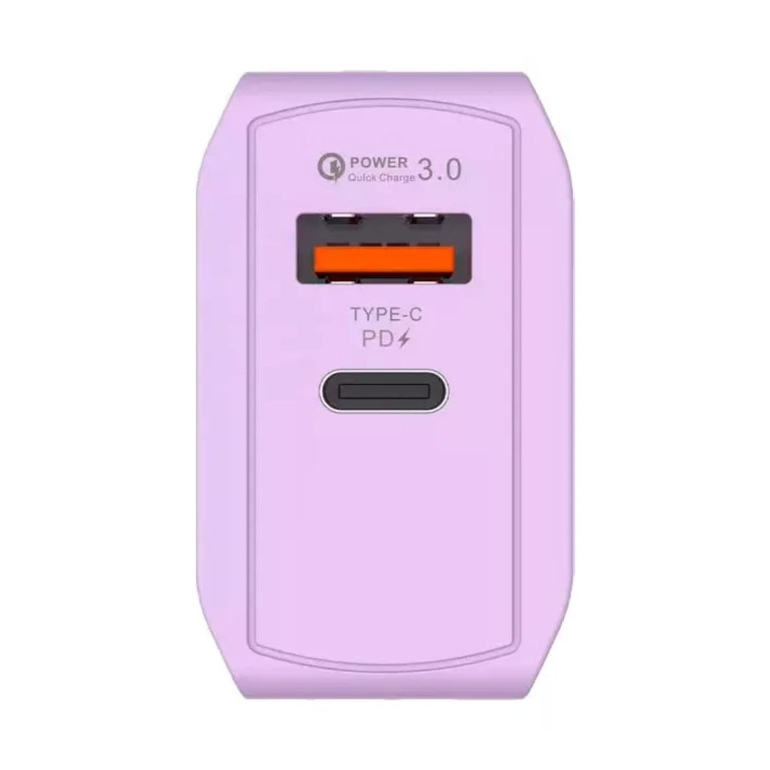 Cargador Dos Entradas Usb 3.0a Y Usb Tipo C Carga Rápida®