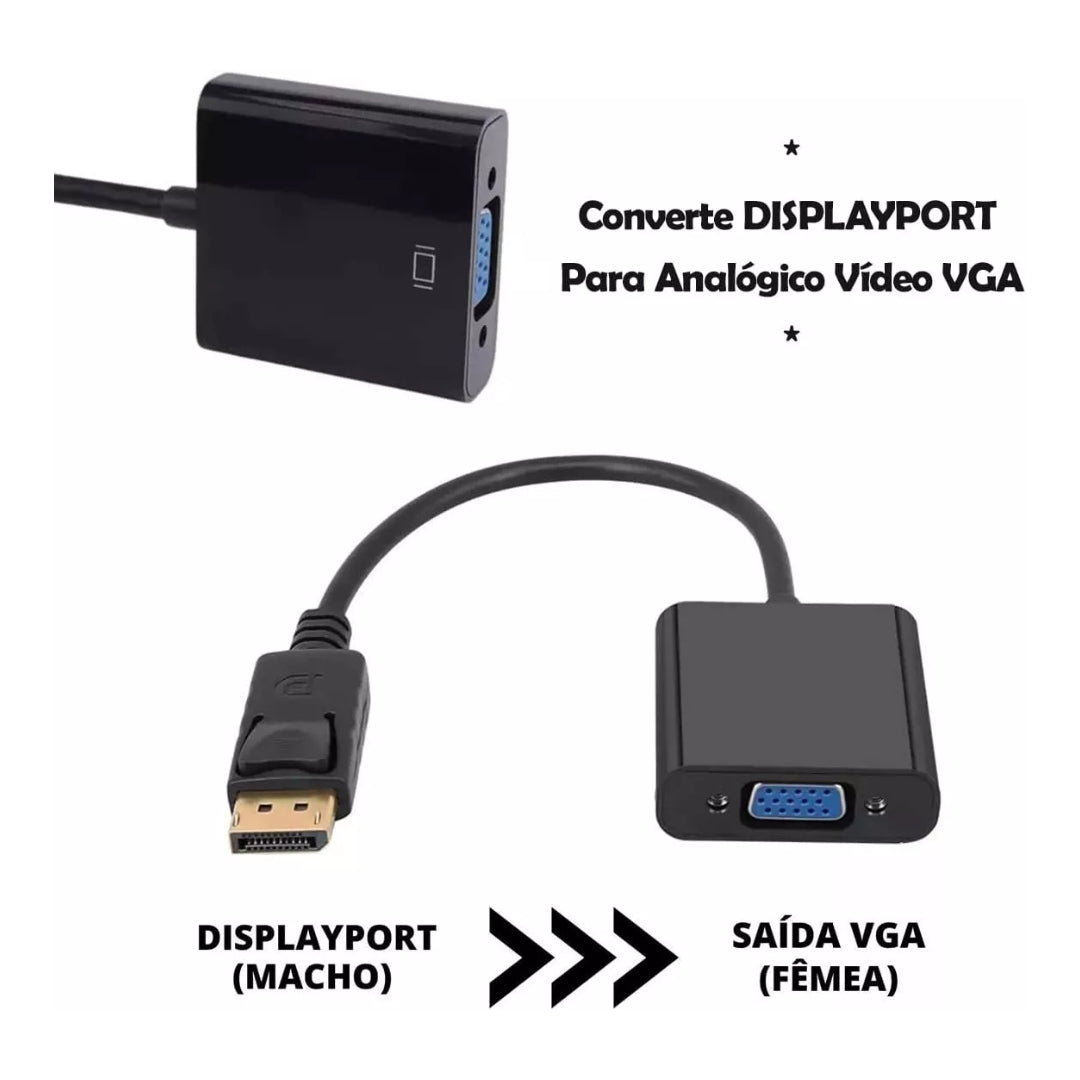 Cable Adaptador De Convertidor De Vídeo Analógico Displayport P/ Vga