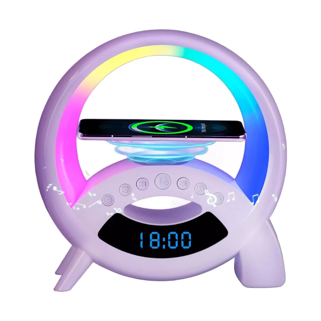 Lampara Veladora Q Parlante Cargador Inalámbrico Luces Rgb®