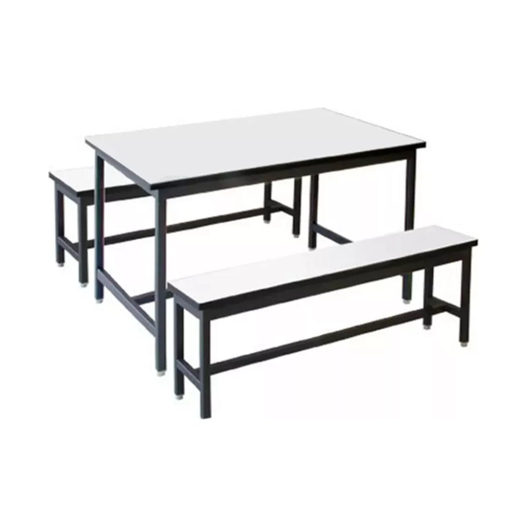 Juego De Comedor Hierro Y Madera Con 2 Bancos 120x30x45cm®