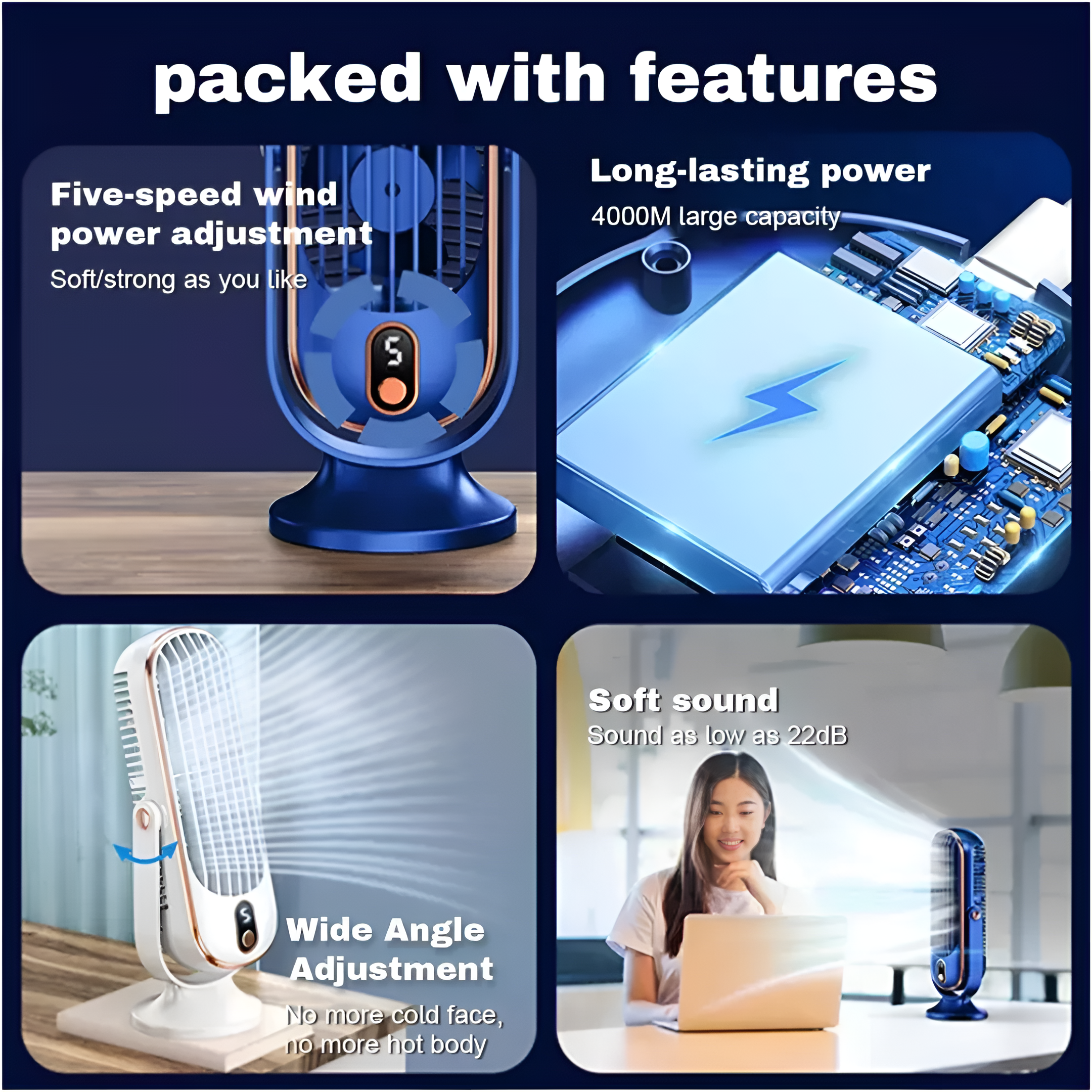 Mini Ventilador De Escritorio Usb 5w Con Doble Torre®
