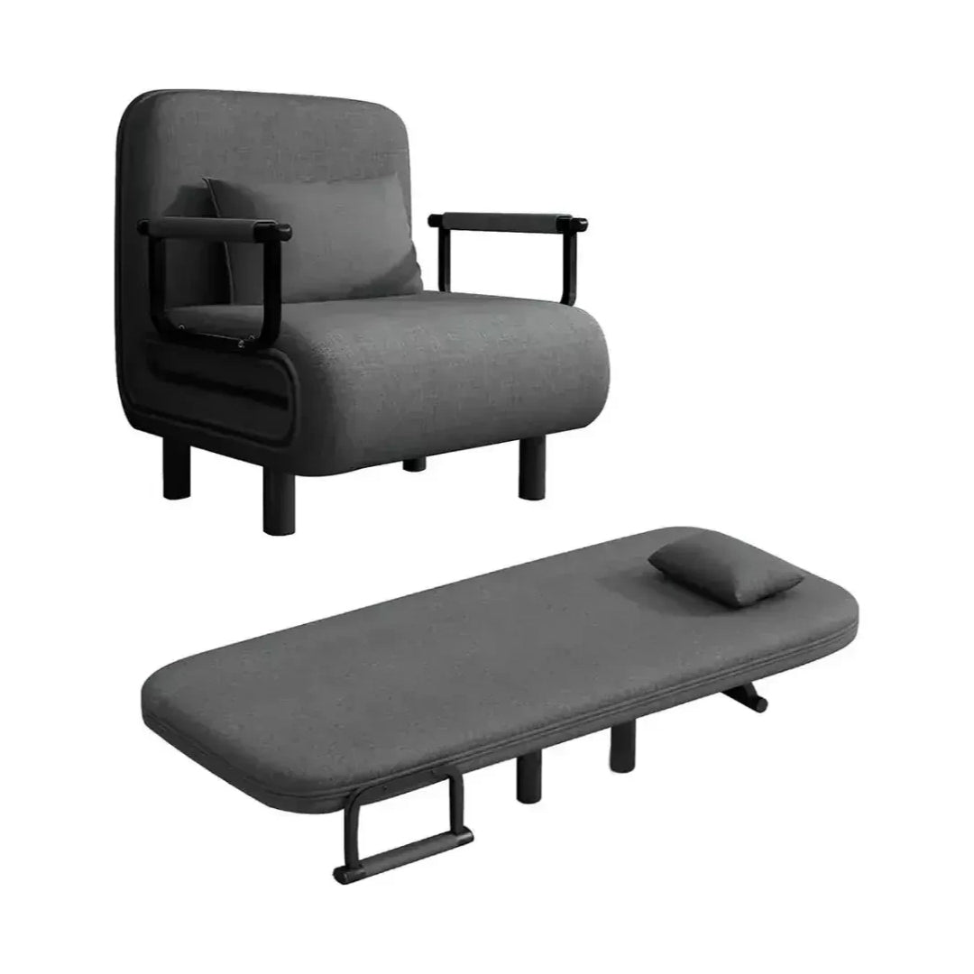 Sofá Cama 1 Cuerpo Gris Plegable Con Almohadón 60x68x85cm®