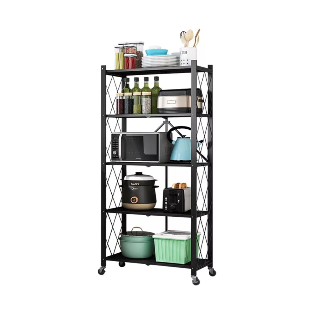 Repisa Organizador Metálica Plegable 5 Estantes Con Ruedas®